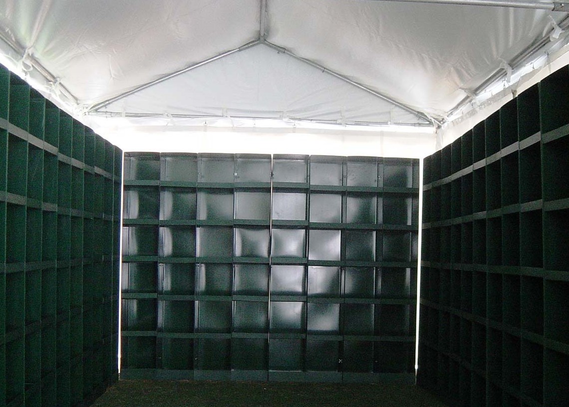 KD (knock down) Temporary cubbies for attendee personal items