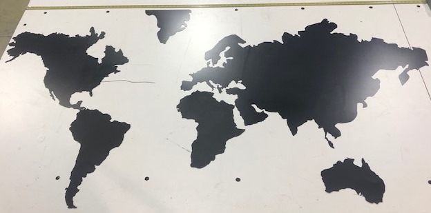 custom machined magnetic continent wall map